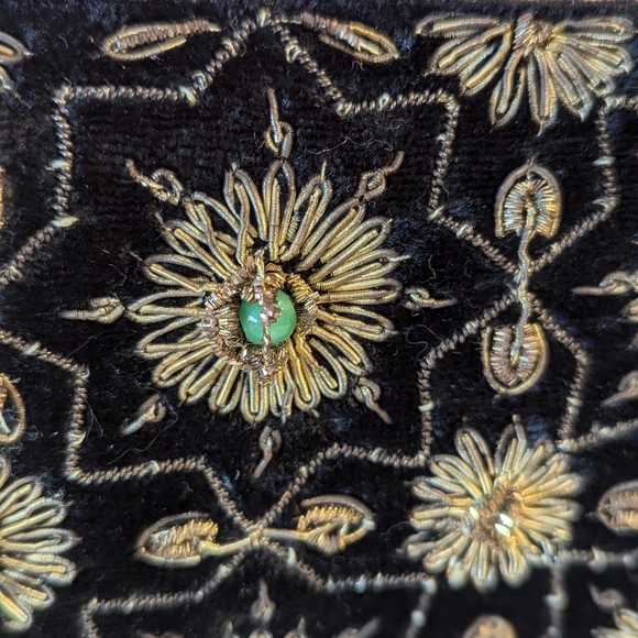 Vintage 70s Velvet Embroidered Handbag Gypsy Hippie Flap Shoulder Bag Clutch - Picture 7 of 15
